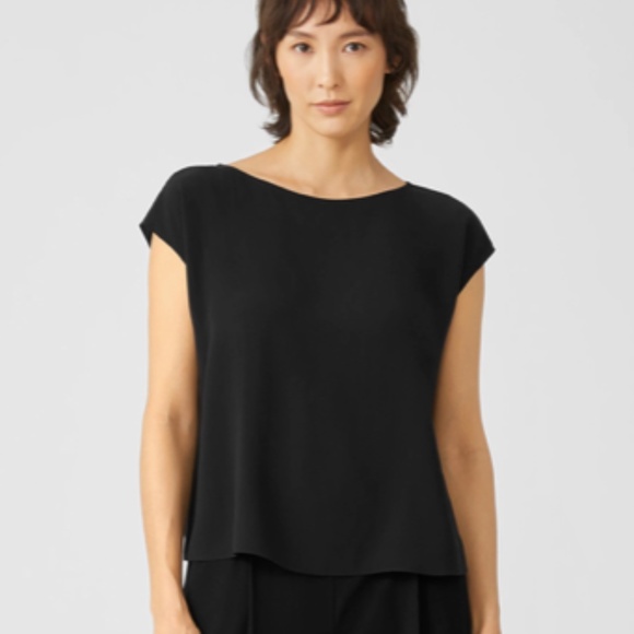 Eileen Fisher Stretch Silk Jersy Top SzPM Gently Used - Picture 2 of 8